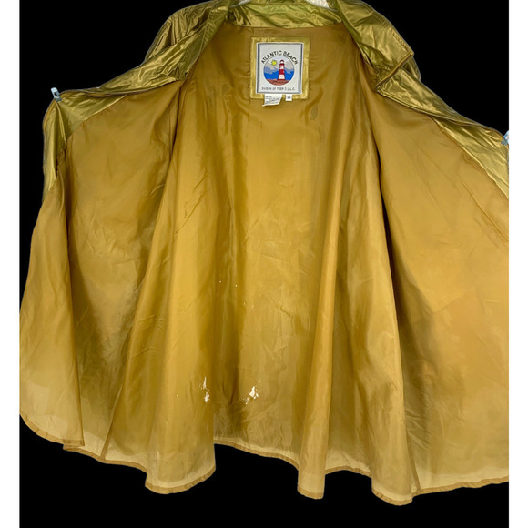 Vtg Atlantic Beach Plus Sz 3X Gold Metallic Vinyl Shiny PVC Raincoat Zip Lined - Picture 4 of 10
